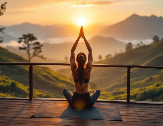 Vue yoga au lever du soleil sur terrasse de thé, Malaisie quand partir invite à la sérénité.