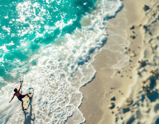 Plan rapproché d’un kitesurfeur sur la plage de Penang sous une brise légère meteo penang tropicale